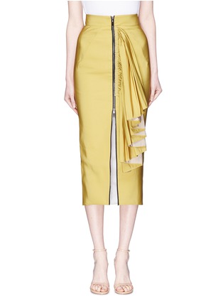 Main View - Click To Enlarge - MATICEVSKI - 'Immaculate' ruffle drape taffeta zip pencil skirt
