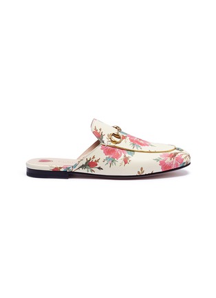 Main View - Click To Enlarge - GUCCI - 'Princetown' floral print slide loafers