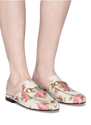 Figure View - Click To Enlarge - GUCCI - 'Princetown' floral print slide loafers