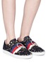 Figure View - Click To Enlarge - GUCCI - 'Ace' Sylvie bow guipure lace slip-on sneakers