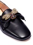 Detail View - Click To Enlarge - GUCCI - Bee embellished leather step-in ballet flats