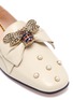 Detail View - Click To Enlarge - GUCCI - Bee pearl embellished leather step-in ballet flats