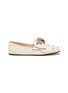 Main View - Click To Enlarge - GUCCI - Bee pearl embellished leather step-in ballet flats