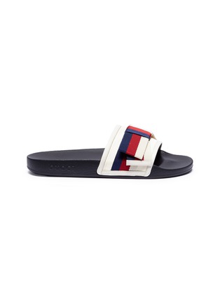 Main View - Click To Enlarge - GUCCI - Sylvie bow satin slide sandals