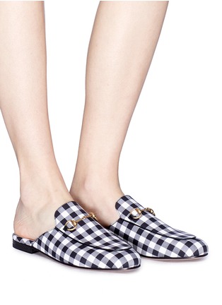Figure View - Click To Enlarge - GUCCI - 'Princetown' gingham print slides