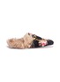 Main View - Click To Enlarge - GUCCI - 'Princetown' floral print lamb fur velvet slide loafers