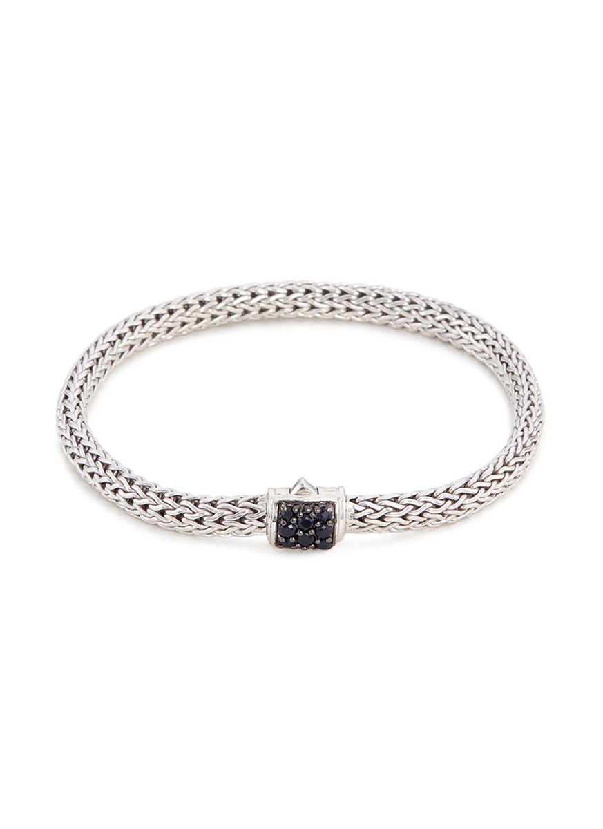 Sapphire silver woven chain bracelet