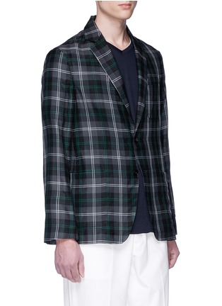 Front View - Click To Enlarge - TOMORROWLAND - Tartan plaid cotton-silk poplin soft blazer