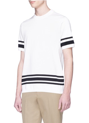 Front View - Click To Enlarge - TOMORROWLAND - Stripe panel knit T-shirt