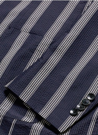 Detail View - Click To Enlarge - TOMORROWLAND - Stripe silk seersucker blazer