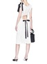 Figure View - Click To Enlarge - ROSETTA GETTY - Ribbon drawstring cutout back crinkled dress