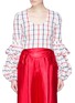 Main View - Click To Enlarge - 72722 - 'The PFFF' puff sleeve windowpane check seersucker top