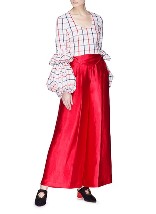 Figure View - Click To Enlarge - 72722 - 'Rope a Dope' lace-up satin wide leg pants