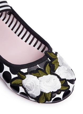 Detail View - Click To Enlarge - WINK - 'Soda Pop' floral appliqué polka dot kids skate slip-ons