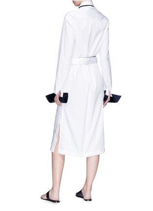 Back View - Click To Enlarge - 10224 - 'Cecily' detachable cuff double belted shirt dress