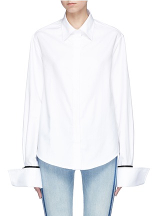 Main View - Click To Enlarge - 10224 - 'Anne' silk satin cuff trim boyfriend shirt