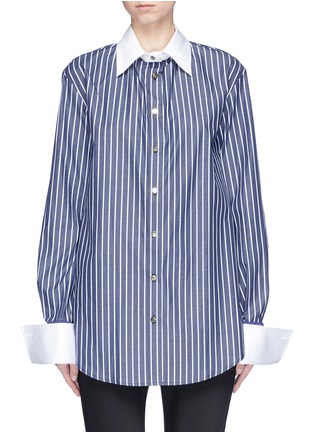 Main View - Click To Enlarge - 10224 - 'Reece' open back stripe boyfriend shirt