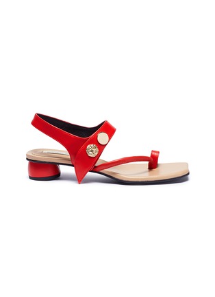 Main View - Click To Enlarge - BOTH - Toe ring slant band leather slingback sandals