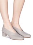 Figure View - Click To Enlarge - GRAY MATTERS - 'Mildred' geometric heel choked-up leather pumps