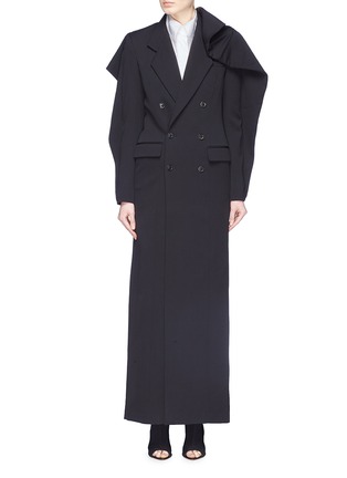 Main View - Click To Enlarge - Y/PROJECT - Ruffle shoulder double breasted wool coat