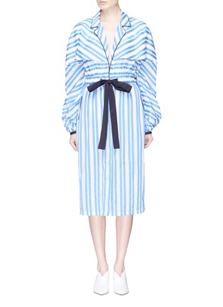 Main View - Click To Enlarge - 73052 - 'Lioness' puff sleeve tie waist stripe trench coat