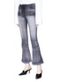 Front View - Click To Enlarge - BEN TAVERNITI UNRAVEL PROJECT  - Lace-up patchwork flared jeans