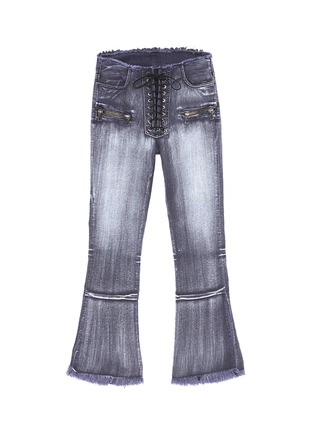 Main View - Click To Enlarge - BEN TAVERNITI UNRAVEL PROJECT  - Lace-up patchwork flared jeans