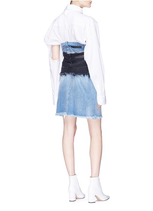 Back View - Click To Enlarge - BEN TAVERNITI UNRAVEL PROJECT  - Colourblock layered denim skirt