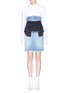 Main View - Click To Enlarge - BEN TAVERNITI UNRAVEL PROJECT  - Colourblock layered denim skirt