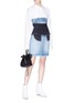 Figure View - Click To Enlarge - BEN TAVERNITI UNRAVEL PROJECT  - Colourblock layered denim skirt