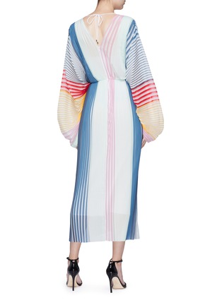 Back View - Click To Enlarge - TOME - Rainbow stripe pleated georgette dress