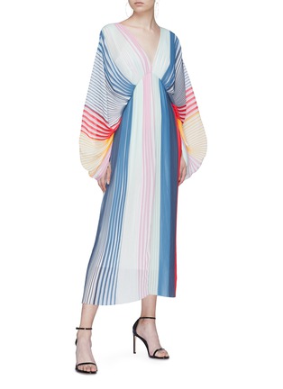 Figure View - Click To Enlarge - TOME - Rainbow stripe pleated georgette dress