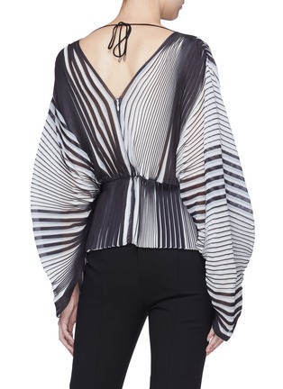 Back View - Click To Enlarge - TOME - Stripe pleated georgette blouse