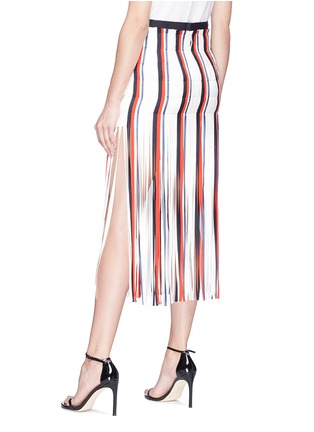 Back View - Click To Enlarge - MONSE - Fringe stripe silk skirt