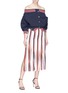 Figure View - Click To Enlarge - MONSE - Fringe stripe silk skirt