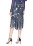 Back View - Click To Enlarge - MONSE - Sequin star fringe stripe silk skirt