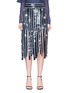 Main View - Click To Enlarge - MONSE - Sequin star fringe stripe silk skirt