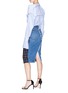 Figure View - Click To Enlarge - MONSE - Denim back windowpane check wool pencil skirt