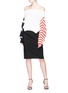 Figure View - Click To Enlarge - MONSE - Star and stripe intarsia cropped off-shoulder sweater