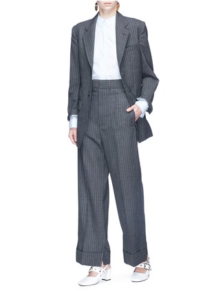 Figure View - Click To Enlarge - TOGA ARCHIVES - Stripe wool wide leg pants