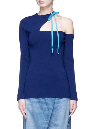 Main View - Click To Enlarge - TOGA ARCHIVES - Off-shoulder ribbon collar sweater
