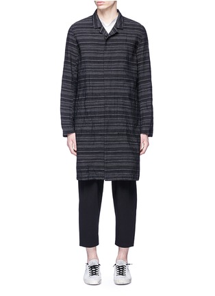 Main View - Click To Enlarge - ATTACHMENT - Belted mix stripe linen-cotton hopsack coat