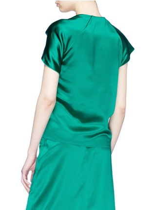 Back View - Click To Enlarge - DION LEE - Asymmetric knot sleeve mulberry silk satin top