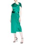 Figure View - Click To Enlarge - DION LEE - Asymmetric knot sleeve mulberry silk satin top