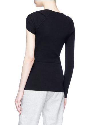 Back View - Click To Enlarge - DION LEE - Asymmetric twist sleeve rib knit top