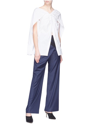 Figure View - Click To Enlarge - DION LEE - Slit sleeve convertible twist yoke shirt