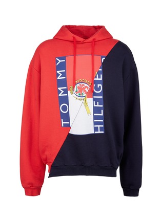 Main View - Click To Enlarge - VETEMENTS - 'Tommy Hilfiger' logo print patchwork unisex hoodie