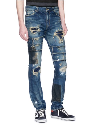 Front View - Click To Enlarge - NOVE - Rip-and-repair skinny jeans