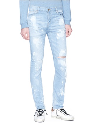 Front View - Click To Enlarge - NOVE - Paint spot ripped skinny jeans
