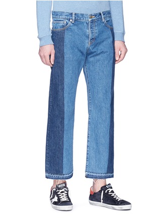 Front View - Click To Enlarge - NOVE - Patchwork cropped straight leg jeans